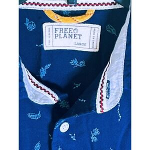 Free Planet Navy Blue Floral Button Up